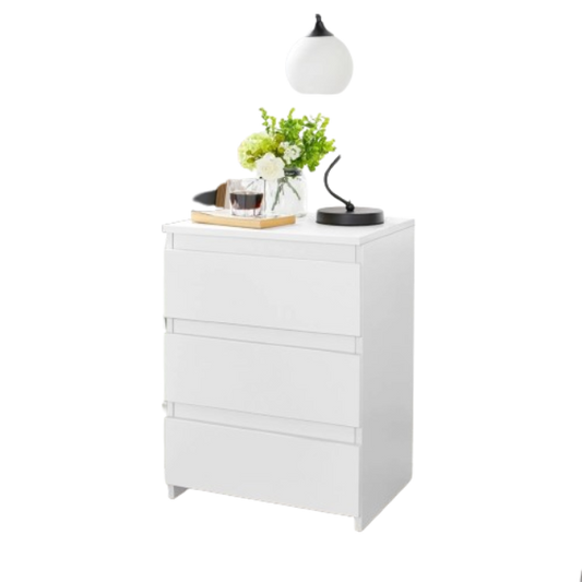 Yaheetech Table de chevet avec 3 tiroirs - Blanc - 45.5 x 35.5 x 60.5 cm