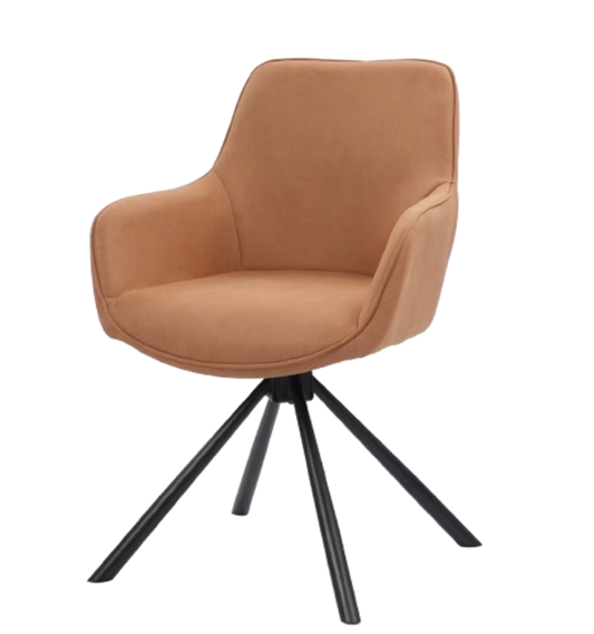 Dutchbone - Chaise de salle à manger pivotante - Lot de 2 pièces et design vintage - équipée d'accoudoirs confortables et d'un cadre en métal - pour la salle à manger et le bureau - cuir PU cognac