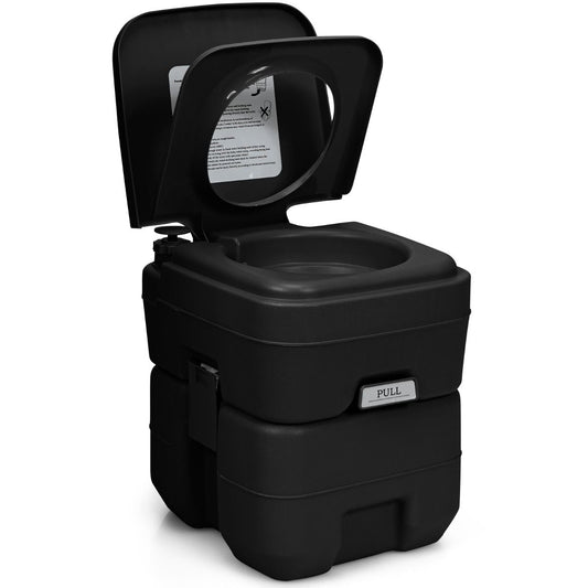Toilette de camping portable Coast 20L + 12L - poubelle amovible - compacte et confortable - noir - 42 x 36 x 43 cm