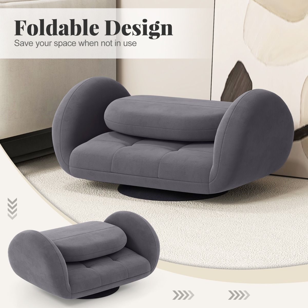 Chaise de sol pliante Coast - Pivotante - Gris - 89-115 x 72 x 46-63 cm