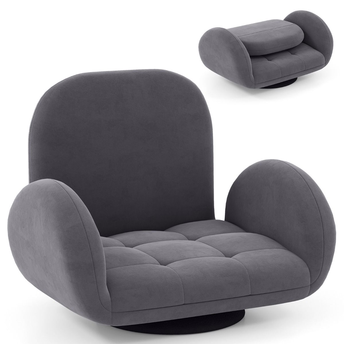 Chaise de sol pliante Coast - Pivotante - Gris - 89-115 x 72 x 46-63 cm