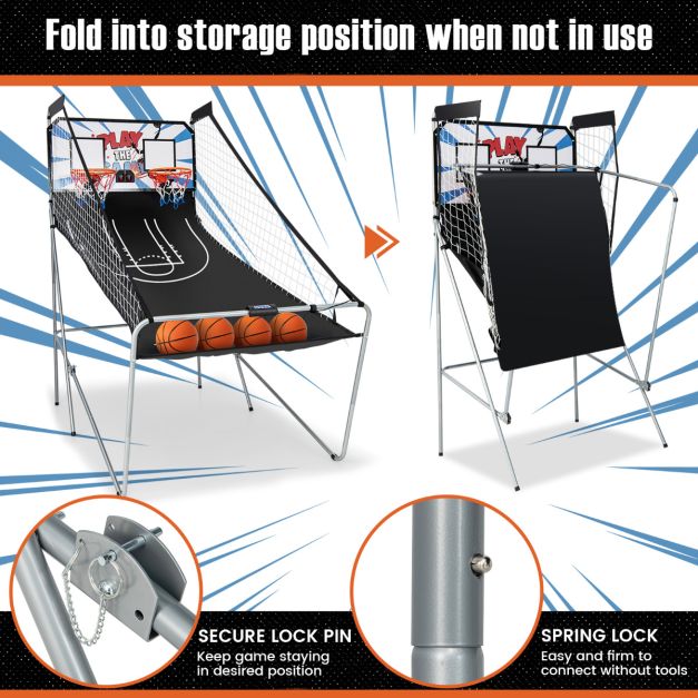 Machine d'arcade de basket-ball Coast – Double panier de basket-ball avec affichage électronique du score 207 x 108 x 205 cm – Noir