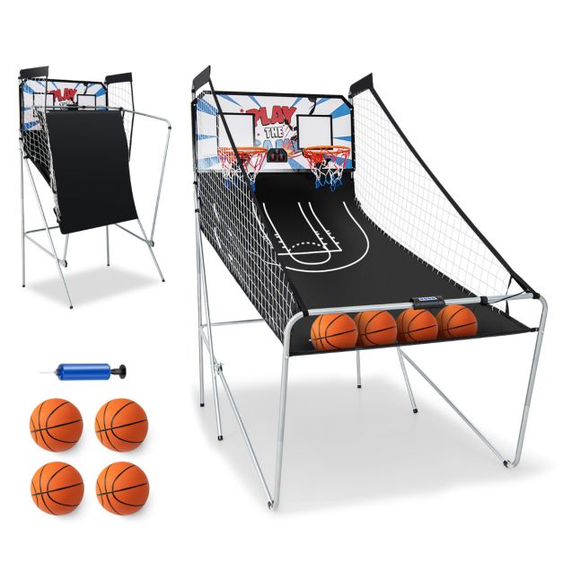 Machine d'arcade de basket-ball Coast – Double panier de basket-ball avec affichage électronique du score 207 x 108 x 205 cm – Noir