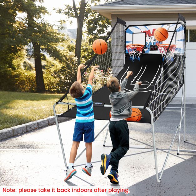 Machine d'arcade de basket-ball Coast – Double panier de basket-ball avec affichage électronique du score 207 x 108 x 205 cm – Noir