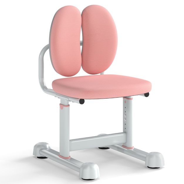 Chaise haute Coast - Double dossier - Réglable - Assise rembourrée - Ergonomique - Structure métallique - Capacité de charge 100 kg - Rose