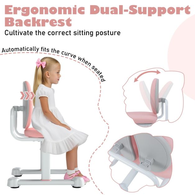 Chaise haute Coast - Double dossier - Réglable - Assise rembourrée - Ergonomique - Structure métallique - Capacité de charge 100 kg - Rose