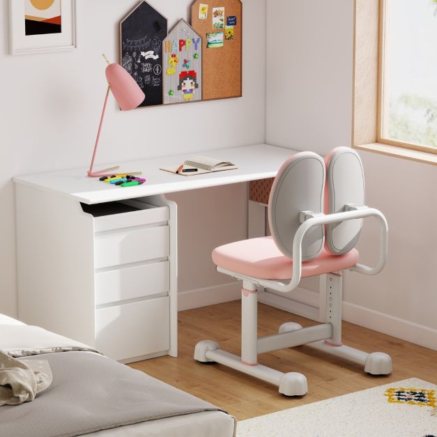 Chaise haute Coast - Double dossier - Réglable - Assise rembourrée - Ergonomique - Structure métallique - Capacité de charge 100 kg - Rose