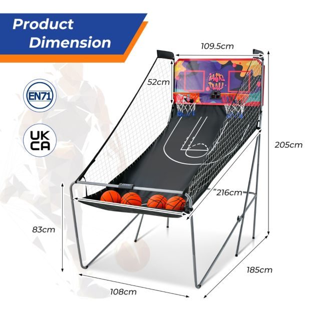 Coast Basketball Game - électronique - pliable - double - arcade - 203x110x205cm - violet/noir