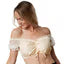 Blouse dirndl Tyroler Hanne de DressForFun – Avec encolure carmen, volants en dentelle et ruban en satin – Pour l'Oktoberfest et les fêtes à thème – Polyester et coton beige – Taille S