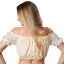 DressForFun Chemisier Dirndl Tyroler Hanne - Encolure Carmen, volants en dentelle et ruban de satin - Pour la fête de la bière et les fêtes à thème - Polyester et coton beige - Taille S