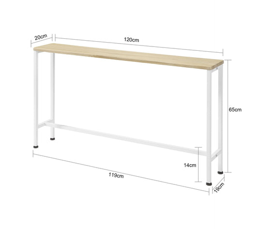 SoBuy Table console - Entrée métal - Naturel/Blanc - 120x65x20cm