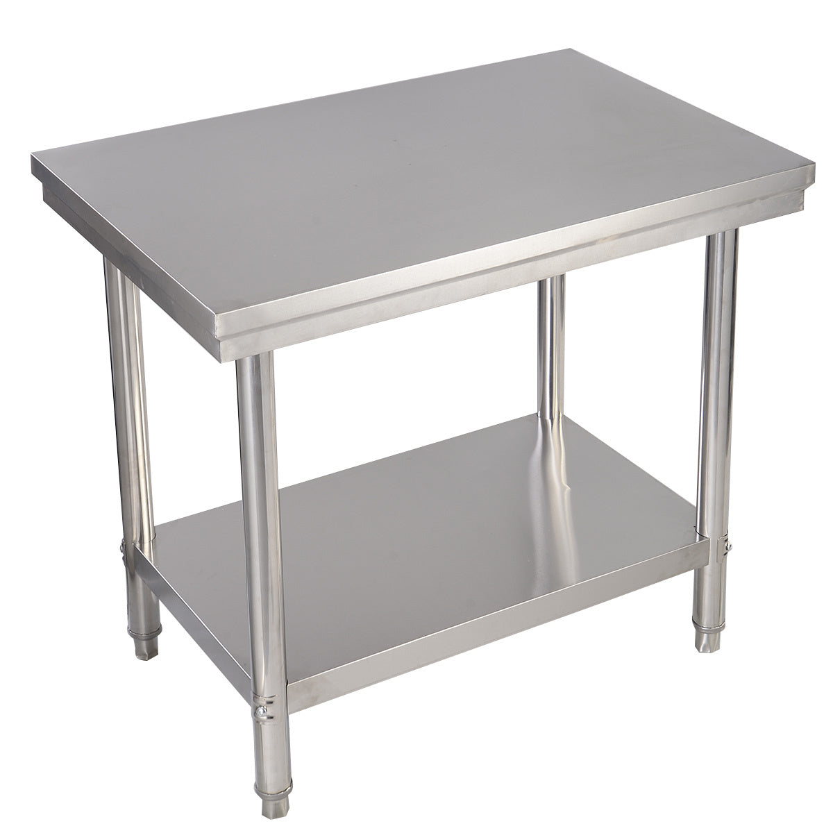Coast table de cuisine en acier inoxydable table de travail table gastro avec plateau intermédiaire 92x61x90cm
