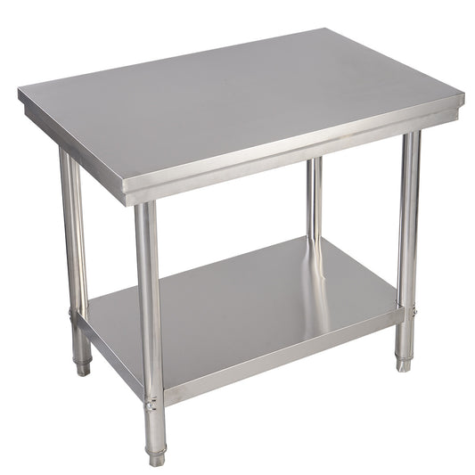 Coast table de cuisine en acier inoxydable table de travail table gastro avec plateau intermédiaire 92x61x90cm