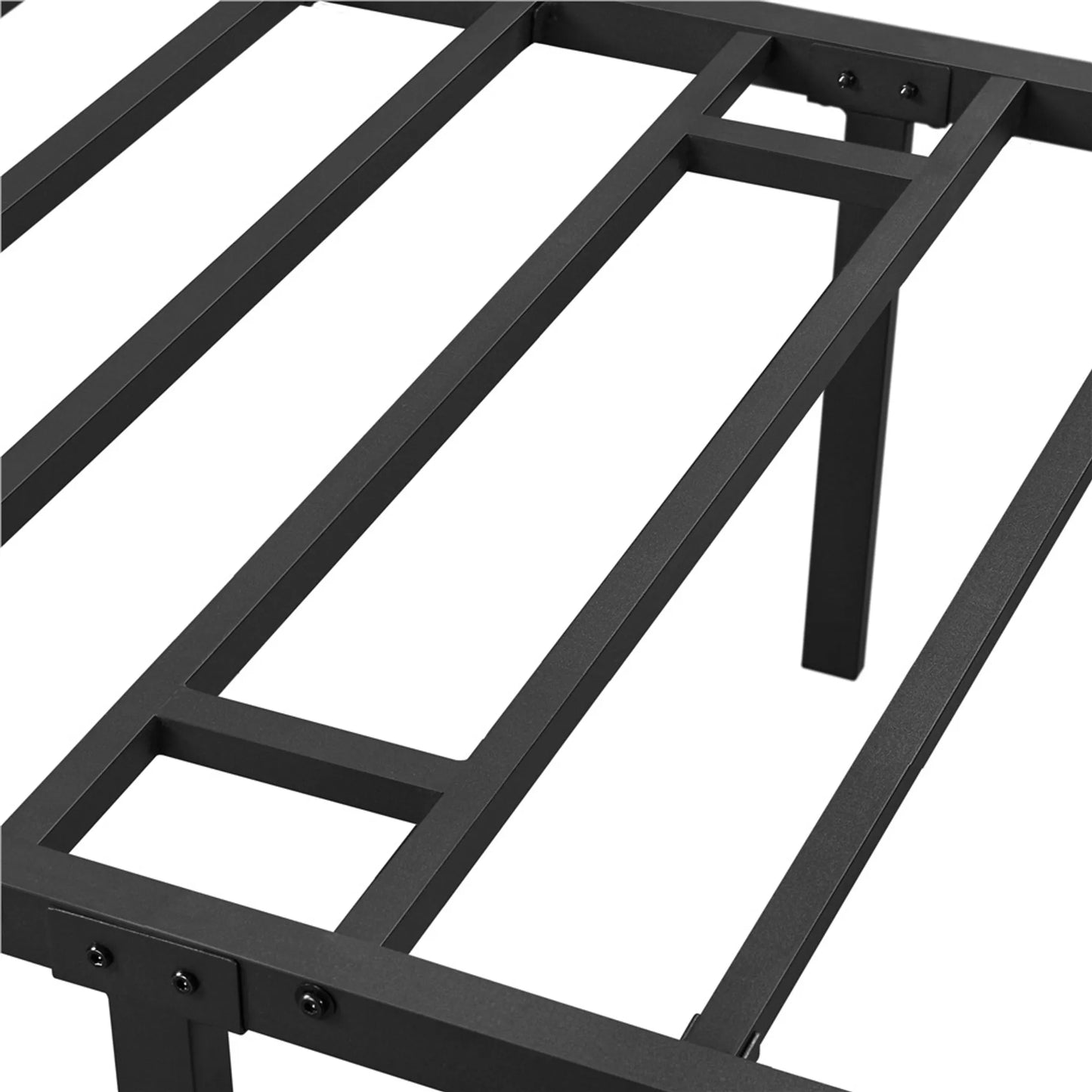 Yaheetech Cadre de lit en métal 90 x 200 cm - équipé d'un sommier à lattes et d'un espace de rangement de 37,5 cm sous le lit et de trous pré-percés pour la tête de lit - pour la chambre à coucher et la chambre d'amis - métal noir - 201,5 x 91,5 x 43,5 cm