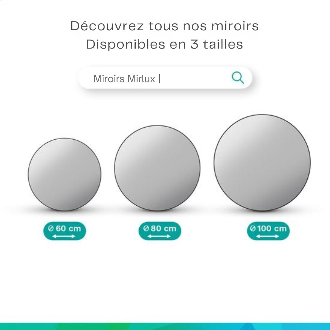 Miroir de salle de bain - Mirlux - avec éclairage LED et chauffage - anti-condensation - 60CM - Noir mat
