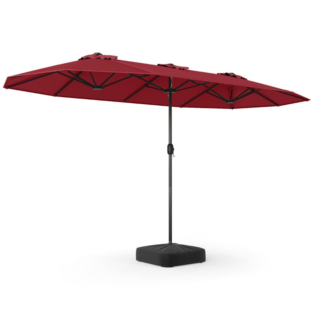 Parasol double Coast - toile extra-large - pied lesté - Rouge vin 400 x 212 cm