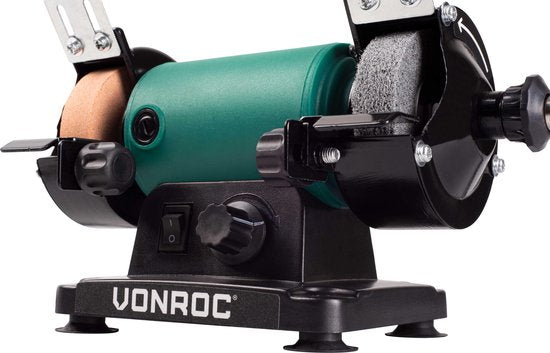 VONROC Meuleuse de table / Multitool - 150W - 75MM - avec arbre flexible - Incl. 1x pierre à poncer & disque de polissage