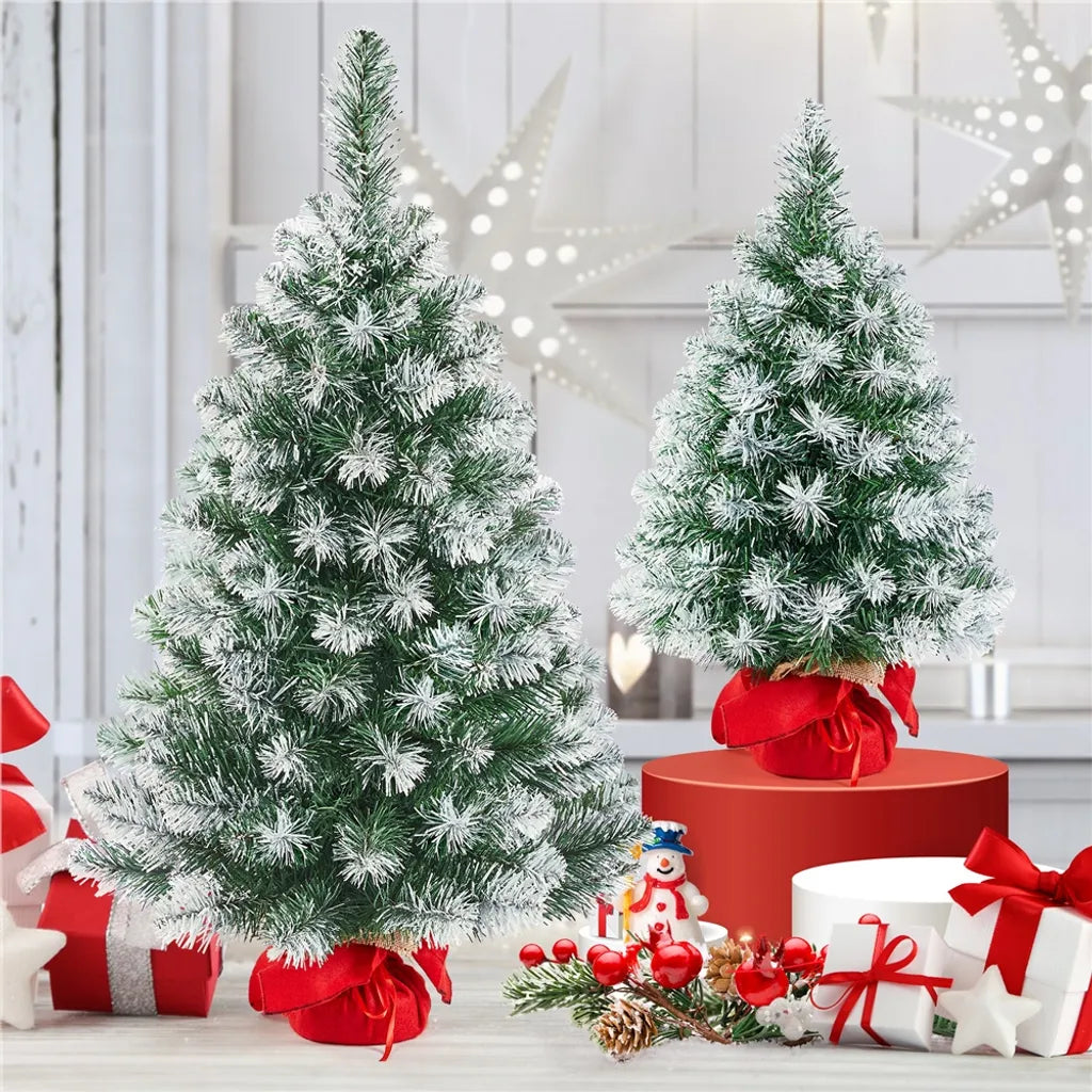 Yaheetech Arbre de Noël Artificiel - 90 cm - Effet de neige - Table Top - 96 branches - Standard - Vert