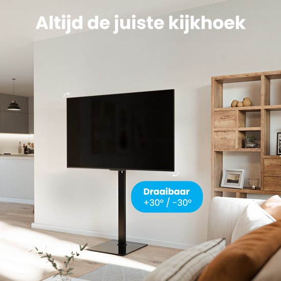 Auronic TV Stand - Pied TV - Réglable en hauteur - Pivotant - Inclinable - 37 à 90 pouces - Noir