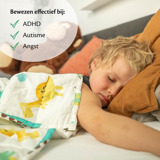 Ella® Couverture lestée Enfant 2.4kg - 90 x 120cm - Couverture lourde - OEKO-TEX Coton - Dino