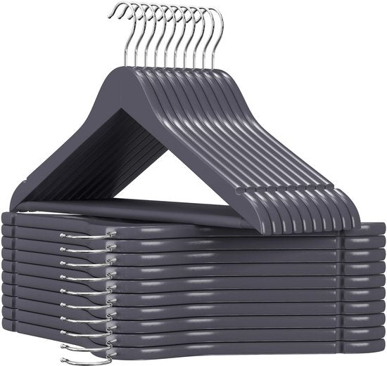 Cintres Songmics - Lot de 20 - Bois - Antidérapants - 5 kg - Gris/Argent