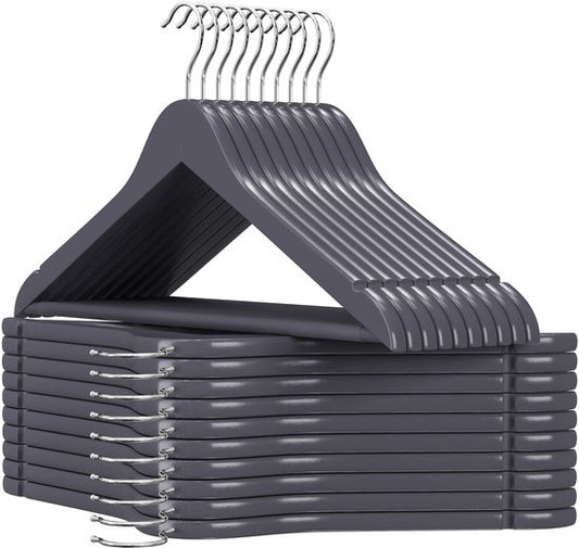 Cintres Songmics - Lot de 20 - Bois - Antidérapants - 5 kg - Gris/Argent