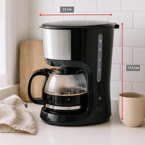 Cafetière Alpina à filtre 750 W - Cafetière avec filtre réutilisable - Cafetière avec carafe en verre de 1,25 L - 10 tasses de café à la fois - Cafetière anti-gouttes