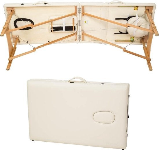 Table de massage mobile tectake® - 3 zones - 5 cm d'épaisseur - sac de transport noir inclus - beige