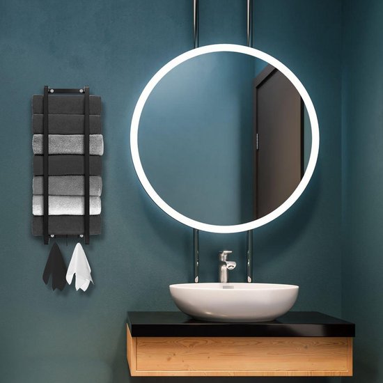 Vonia Porte-serviettes - Porte-serviettes salle de bain - Porte-serviettes salle de bain - Porte-serviettes - 77,5 x 20 x 14 cm - Noir