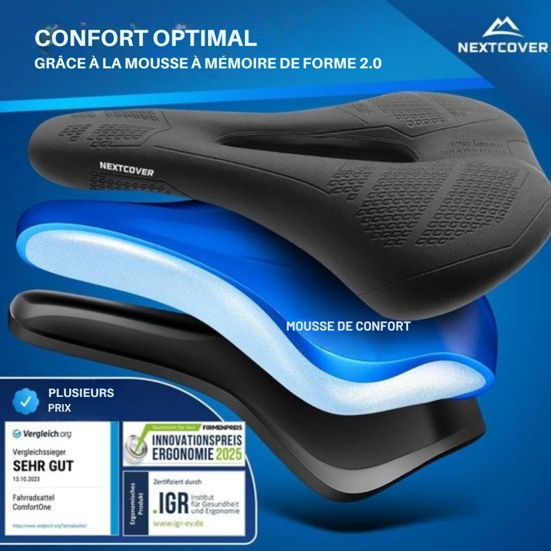 Selle de vélo NEXTCOVER® -MountainBike avec mousse à mémoire 3.0 - L'original - ergonomique - pour femmes ou hommes - noir