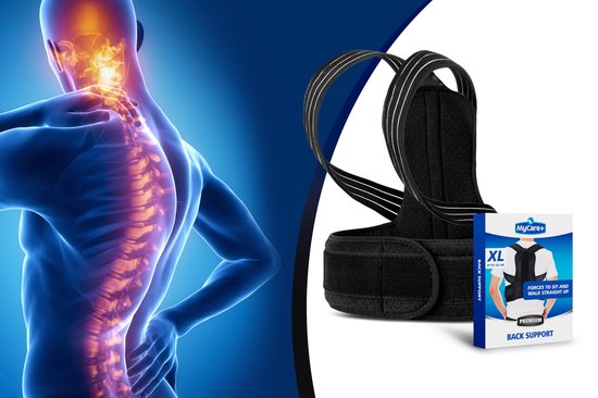 Mycare+ Backband - Taille XL - Correcteur de posture - Contre le mal de dos - Lavable - Hommes et Femmes