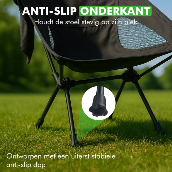 Travelhawk Chaise de camping - Chaise de plage - Chaise de plage pliable - Chaise de pêche - Chaise pliante - Pliable - Légère - Noire