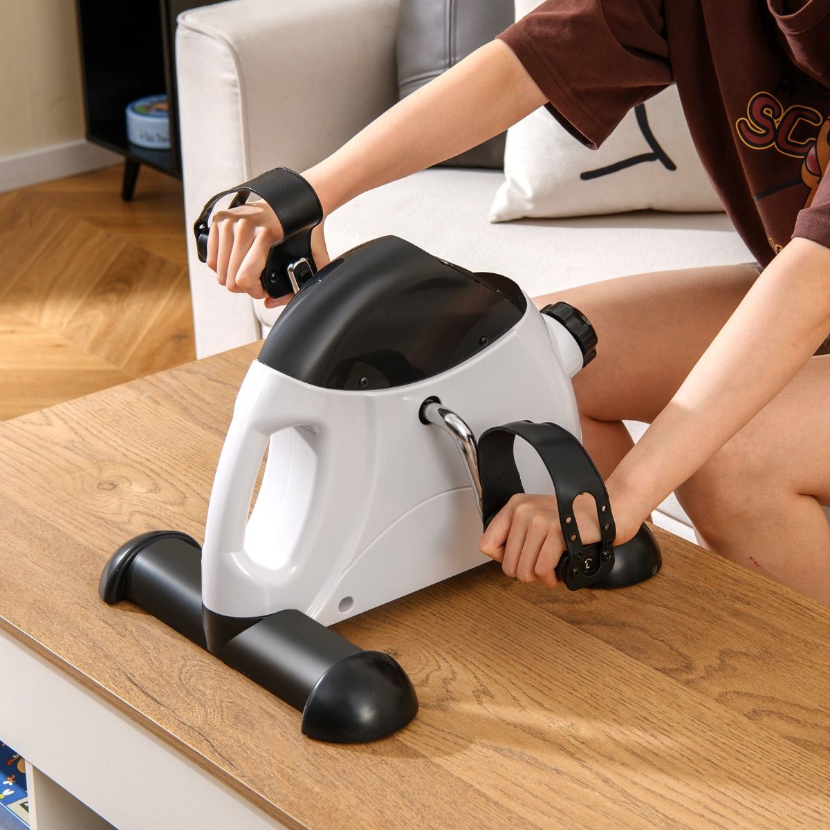 Mini-vélo d'appartement Coast - Appareil d'entraînement pour les bras et les jambes - Résistance réglable - Blanc
