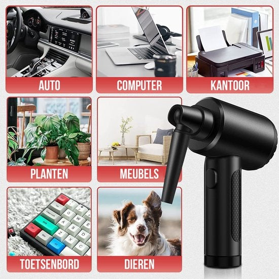 Kit de nettoyage - Strex - Dépoussiéreur à air sans fil - Rechargeable - Air comprimé - LED intégrée - Noir