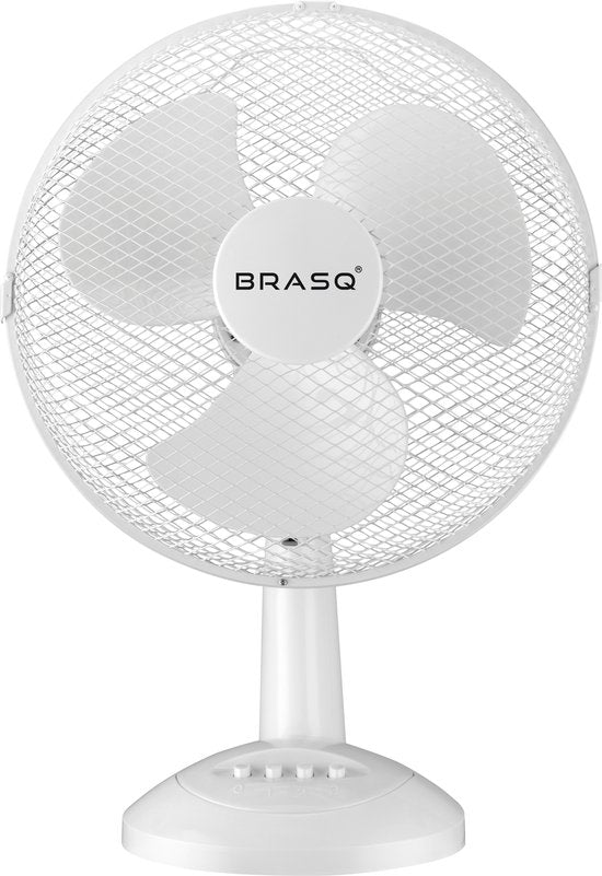 BRASQ Ventilateur de table - 30 cm - Blanc - 3 vitesses - Ventilateur de table - 40 watts
