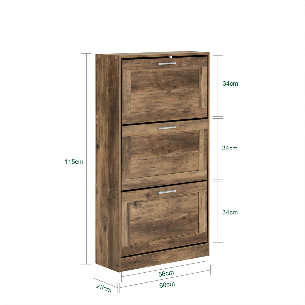 SoBuy FSR137-L-F Meuble à chaussures Meuble à chaussures avec 3 volets Meuble à chaussures étroit