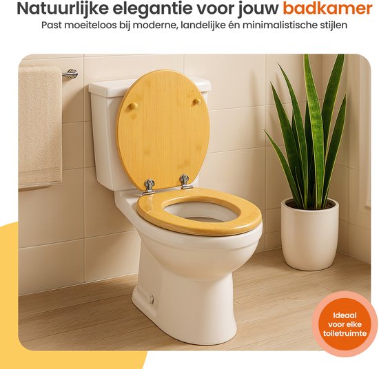 Abattant de toilette Goliving - Abattant de toilette avec couvercle - Softclose - Universel - Kit de montage inclus - Bois - Bambou