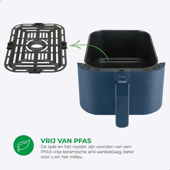 Bourgini Slimfit Airfryer XL Blue - Friteuse à air chaud - 5 litres - 1500W - sans PFAS