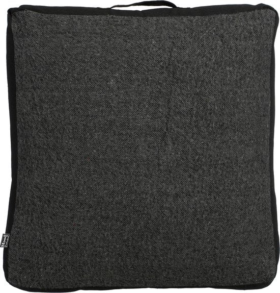 In The Mood Collection Chrissy Coussin de sol - L57 x L57 x H10 cm - Coton recyclé - Anthracite