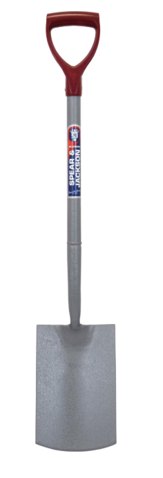 Spear & Jackson Bêche en acier au carbone solide 285 x 179 mm lame, 711 mm manche, gris