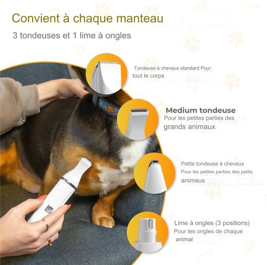 Tondeuse sans fil pour chien 4 en 1 Nuvance - pour poils épais - 7 accessoires