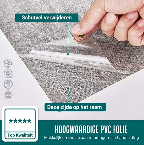 Homewell Film pour fenêtre HR++ 70x300 - Isolation et protection solaire - Anti-vue - Statique - Aspect lin Gris
