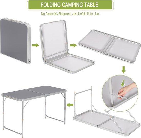 WOLTU table de camping table pliante table de jardin table de travail balcon hauteur réglable aluminium MDF gris CPT8122gr