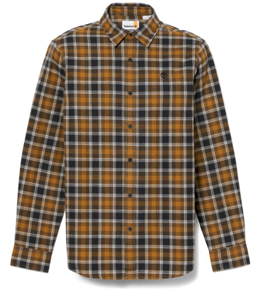 Timberland Brown Chemise en coton à manches longues - motif écossais classique - coupe régulière - Taille L