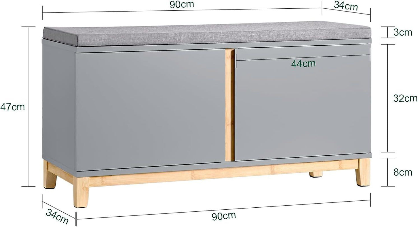SoBuy Meuble à chaussures - FSR117-HG - MDF & Bambou - Max. 150Kg - 90x34x47cm - Gris