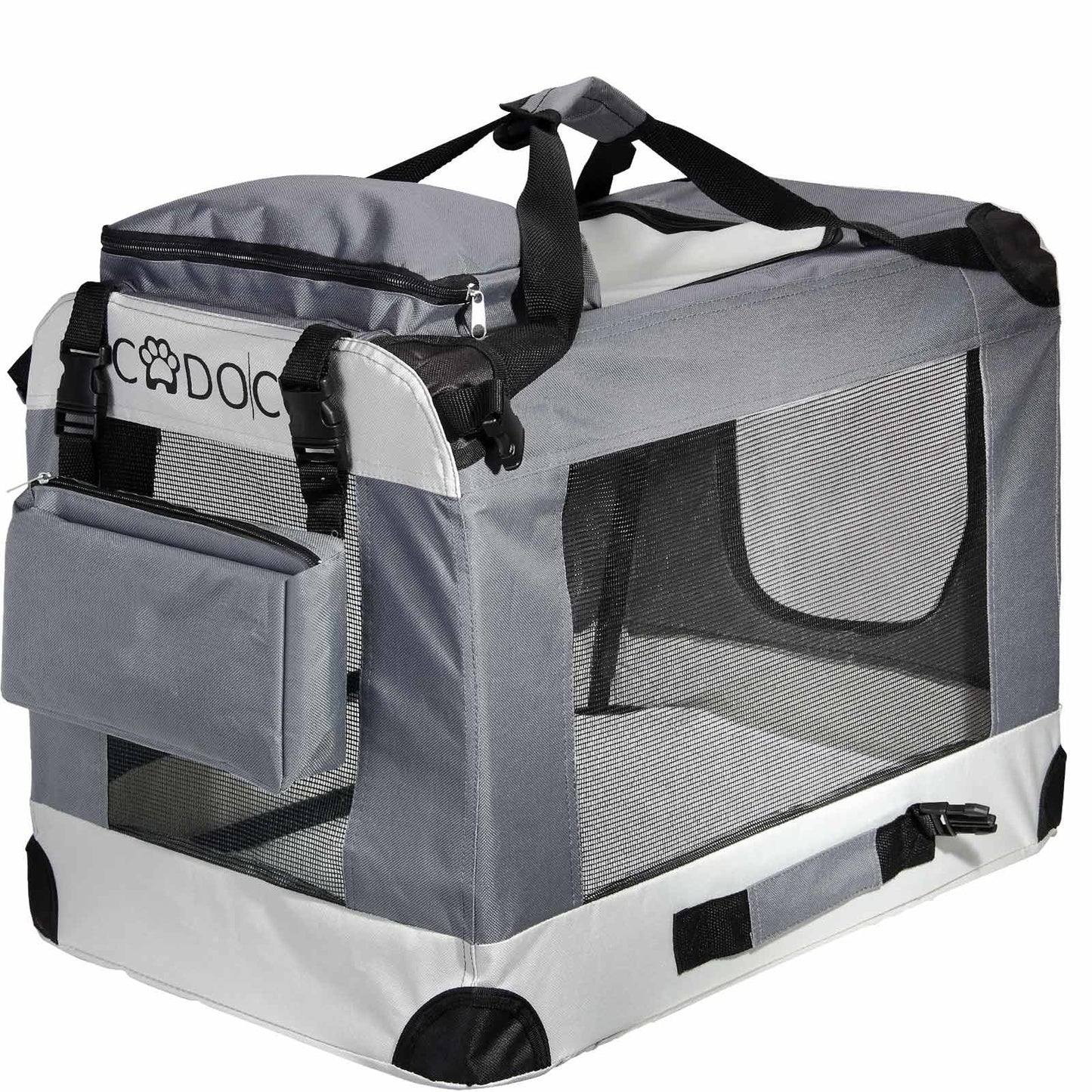 Cadoca Boîte de transport pour chiens XXL 92 x 64 x 64cm gris