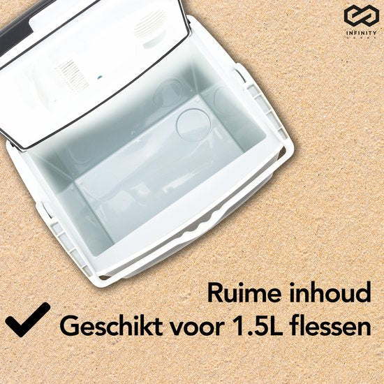 Infinity Goods Glacière électrique - 30L - Glacière - 12V et 230V - Frigobox - Réfrigération et chauffage - Noir