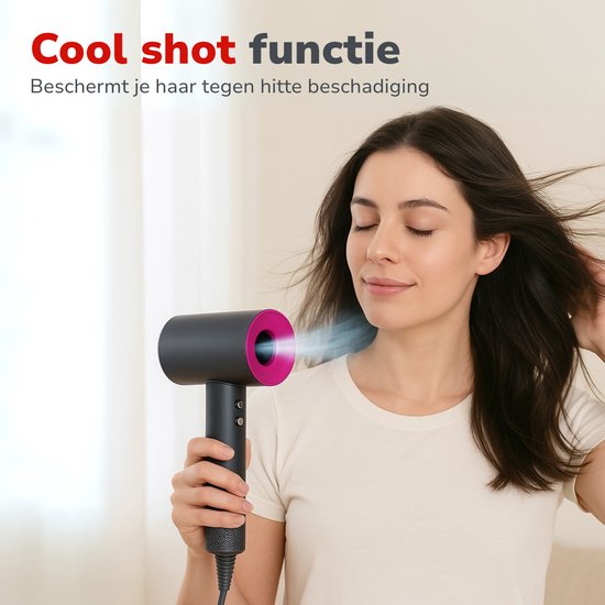 Sèche-cheveux ionique Alpina 1600 W - Sèche-cheveux à 3 réglages de chaleur - Sèche-cheveux avec fonction « Cool Shot » et autonettoyage - Sèche-cheveux avec embout magnétique à 360° - Technologie ionique - Gris