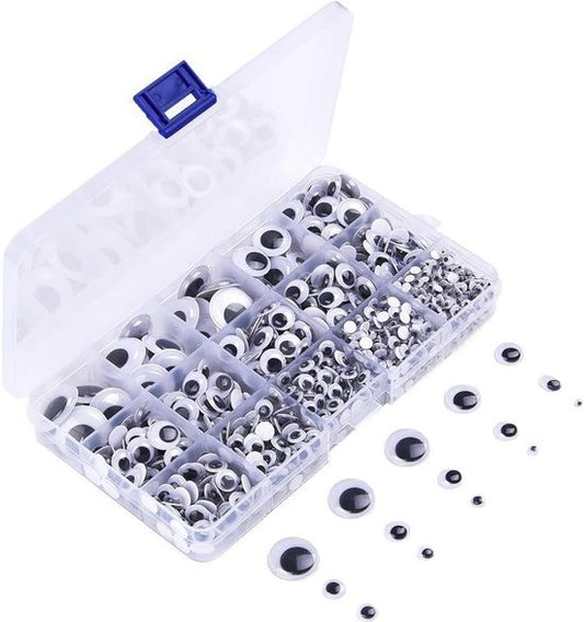 Faas Wiggle Eyes - 450 pièces - Yeux autocollants pour loisirs créatifs - Artisanat pour enfants - Différentes tailles