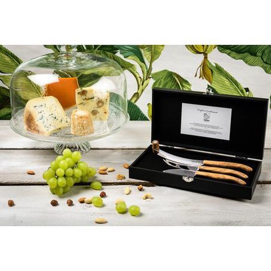 Ensemble de couteaux à fromage Laguiole Style de Vie Luxury Line - 3 pièces - Bois d'olivier